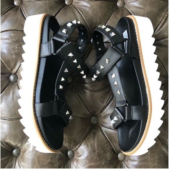New Steven New York Womens Cady Studded Platform Sandals Black Size 9.5 straps - Picture 7 of 10